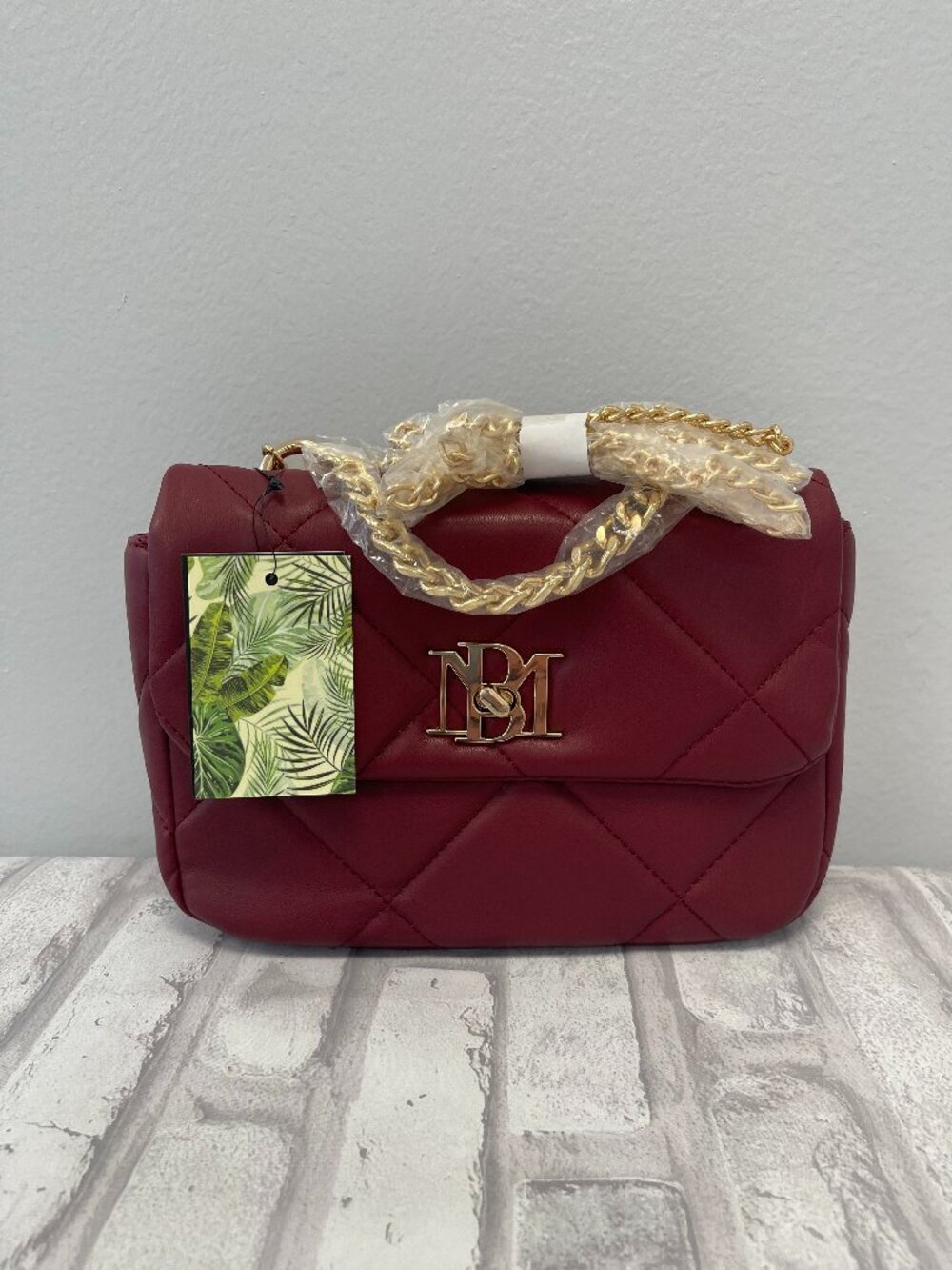 Badgley Mischka Vegan Leather Top Handle Crossbody Bag Wine Red - BM-4175 - NWT